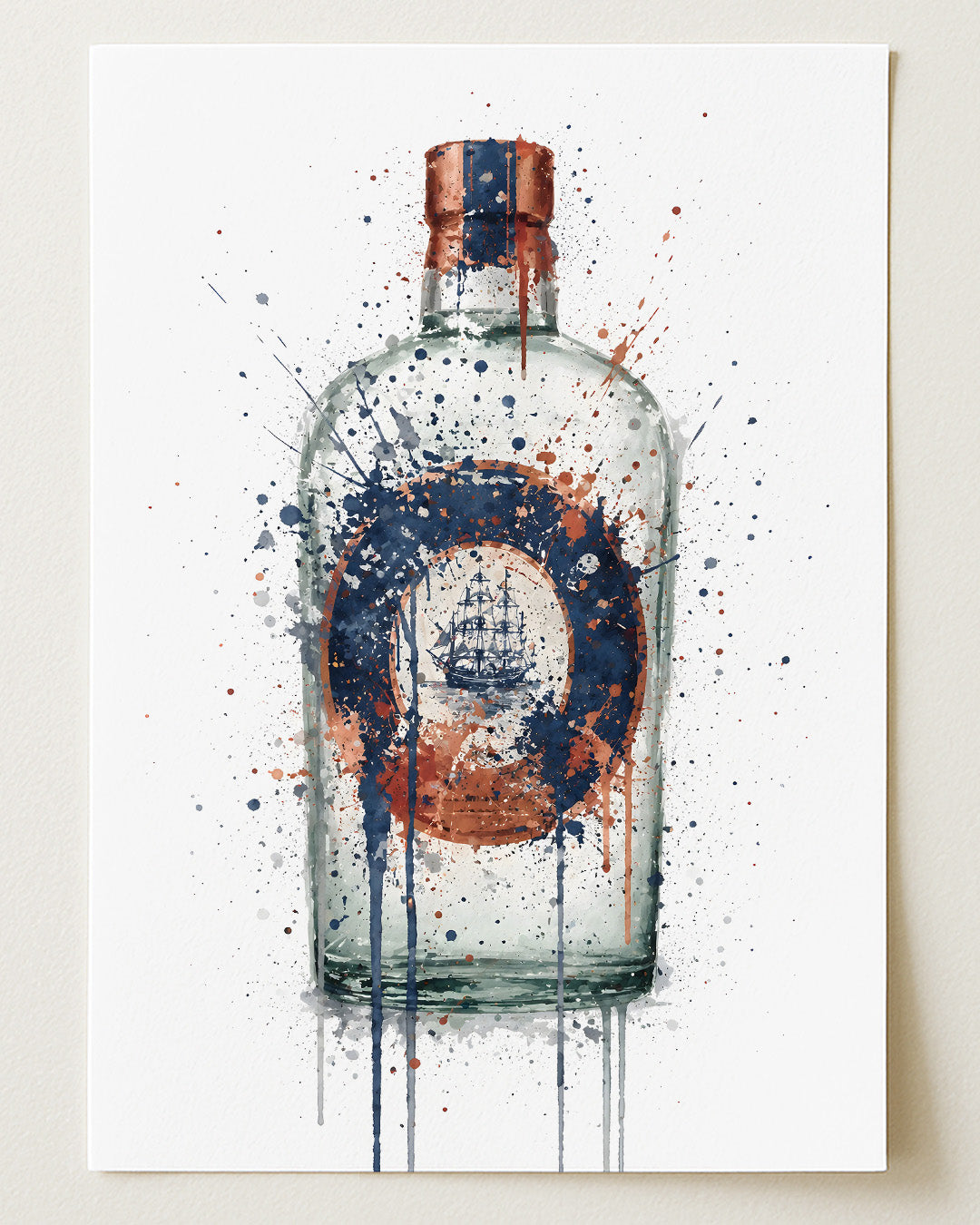 GIN BOTTLE WALL ART PRINT "EMBER"